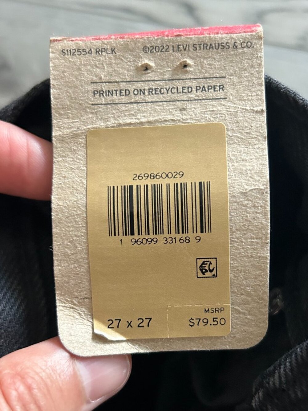 Levi’s High Waisted Mom Jeans Womens 27x27 Black Distressed NWT High Rise Taper - Picture 7 of 16